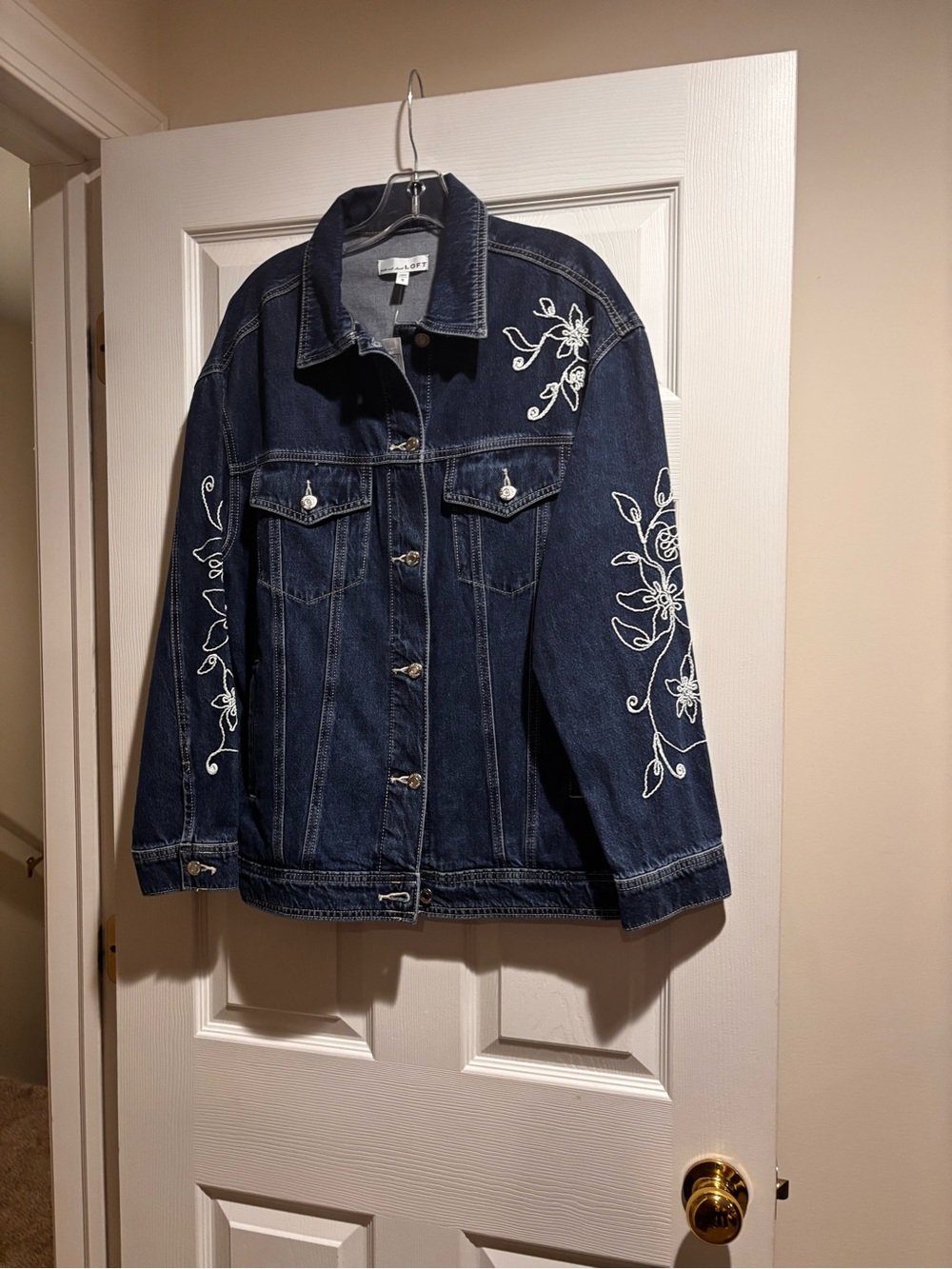 NWT Loft Embroidered Denim Jacket